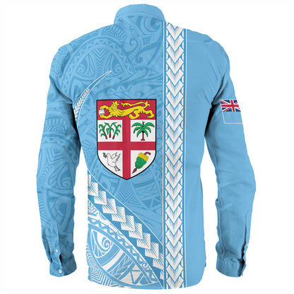 Fiji Long Sleeve Shirt Tribal Melanesian Flag And Coat Of Arms