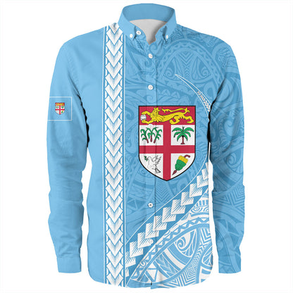 Fiji Long Sleeve Shirt Tribal Melanesian Flag And Coat Of Arms