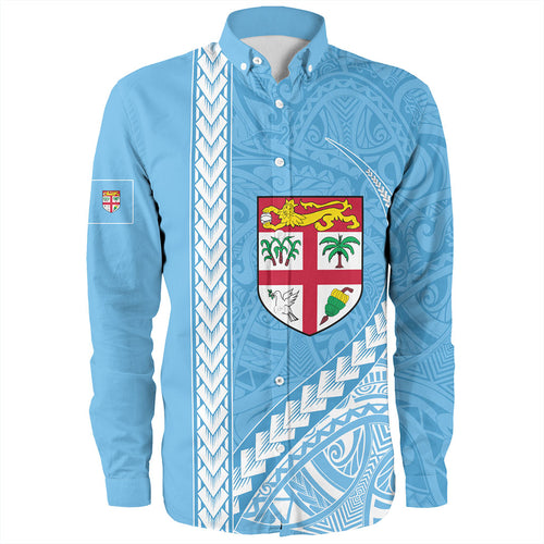 Fiji Long Sleeve Shirt Tribal Melanesian Flag And Coat Of Arms