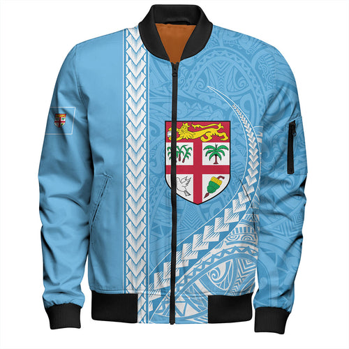 Fiji Bomber Jacket Tribal Melanesian Flag And Coat Of Arms