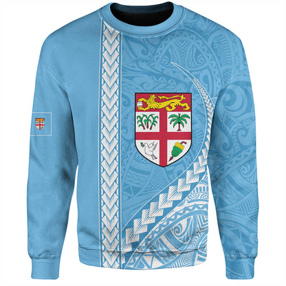 Fiji Sweatshirt Tribal Melanesian Flag And Coat Of Arms