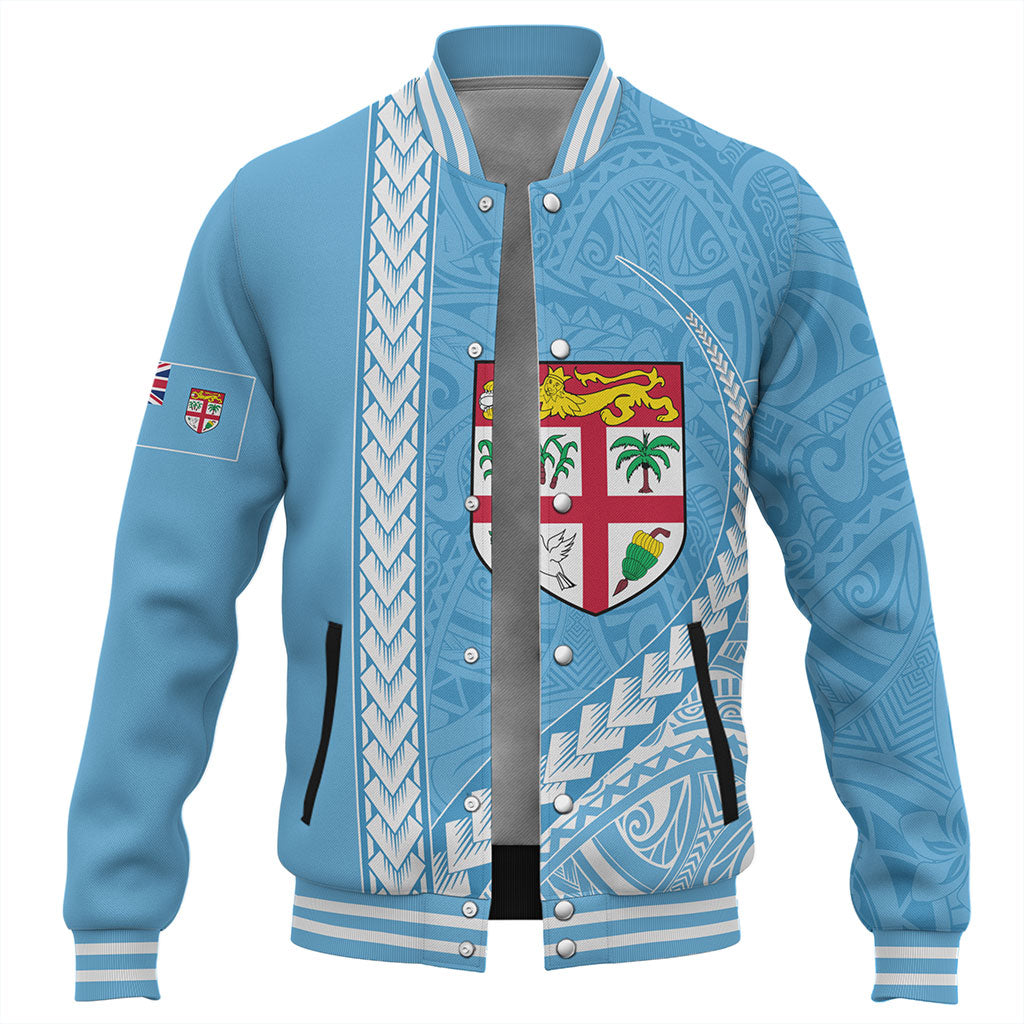 Fiji Baseball Jacket Tribal Melanesian Flag And Coat Of Arms