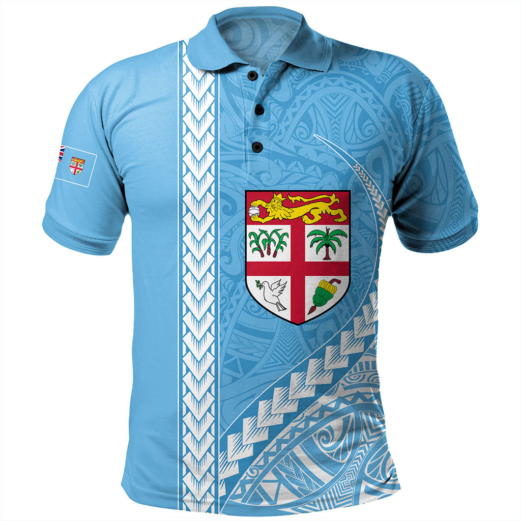 Fiji Polo Shirt Tribal Melanesian Flag And Coat Of Arms
