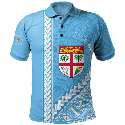 Fiji Polo Shirt Tribal Melanesian Flag And Coat Of Arms