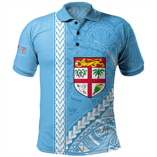 Fiji Polo Shirt Tribal Melanesian Flag And Coat Of Arms