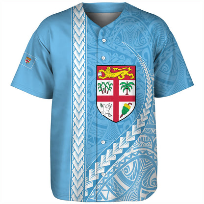 Fiji Baseball Shirt Tribal Melanesian Flag And Coat Of Arms