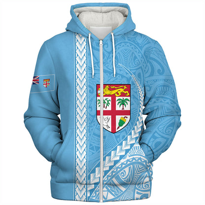 Fiji Sherpa Hoodie Tribal Melanesian Flag And Coat Of Arms