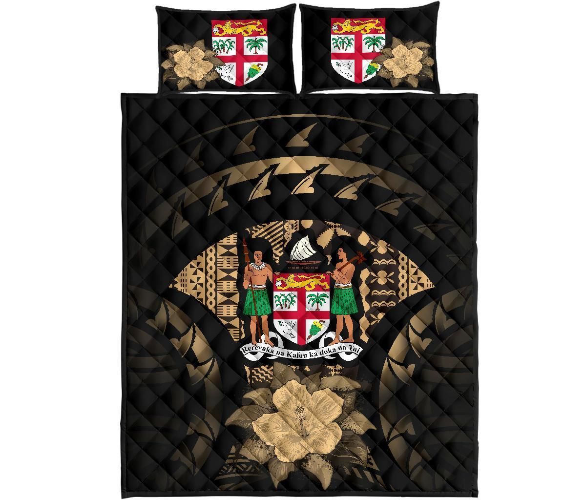 Fiji Polynesian Quilt Bed Set Hibiscus Gold