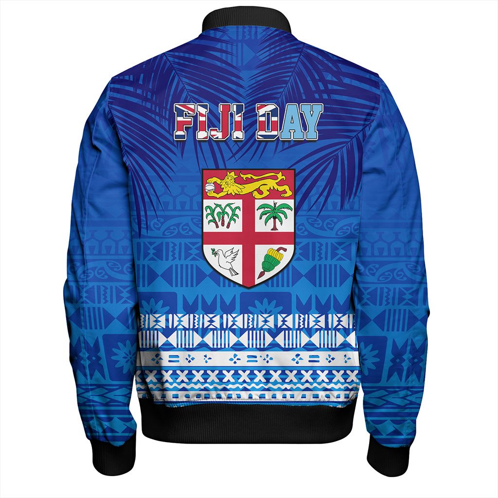 Fiji Bomber Jacket Happy Fiji Day Celebration Tropical Leaf