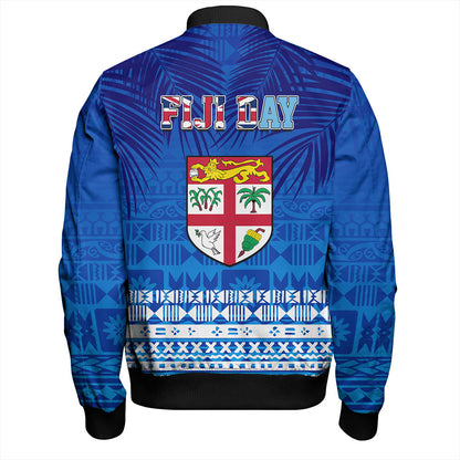 Fiji Bomber Jacket Happy Fiji Day Celebration Tropical Leaf