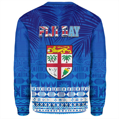 Fiji Sweatshirt Happy Fiji Day Celebration Tropical Leaf