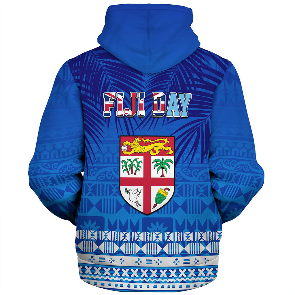Fiji Sherpa Hoodie Happy Fiji Day Celebration Tropical Leaf