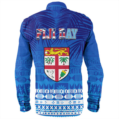 Fiji Long Sleeve Shirt Happy Fiji Day Celebration Tropical Leaf