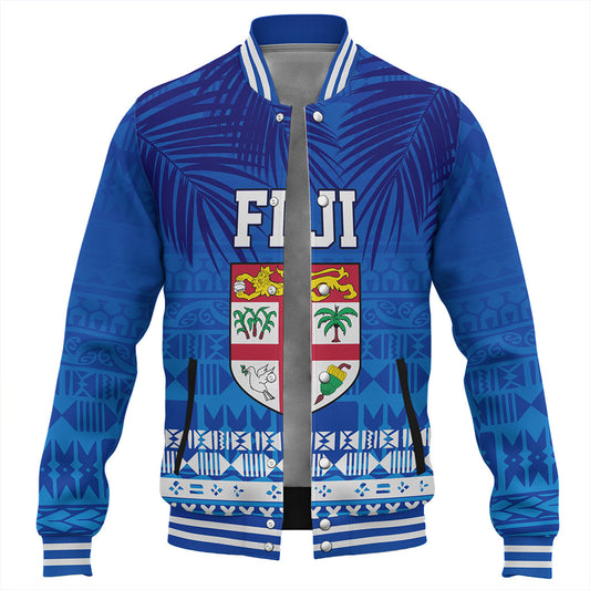 Fiji Baseball Jacket Happy Fiji Day Celebration Tropical Leaf