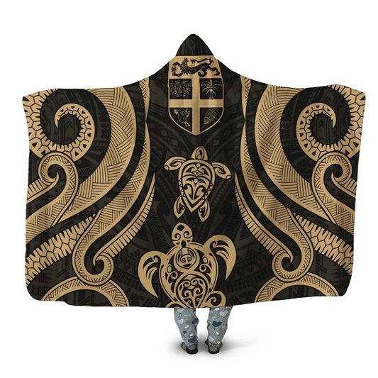 Fiji Hooded Blanket - Gold Tentacle Turtle