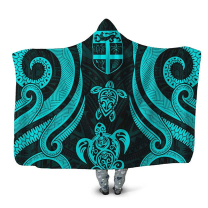 Fiji Hooded Blanket - Turquoise Tentacle Turtle