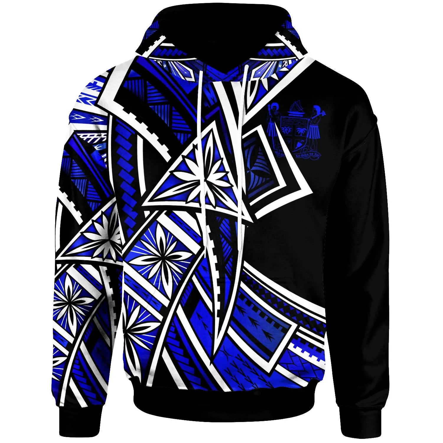 Fiji Hoodie - Tribal Flower Special Pattern Blue Color