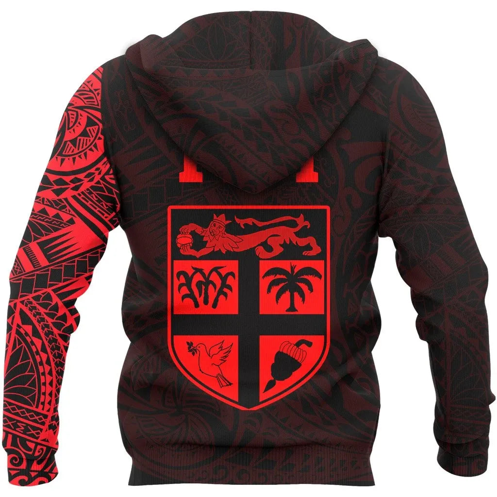 Fiji Hoodie - Fiji Seal Polynesian Tattoo Style Red