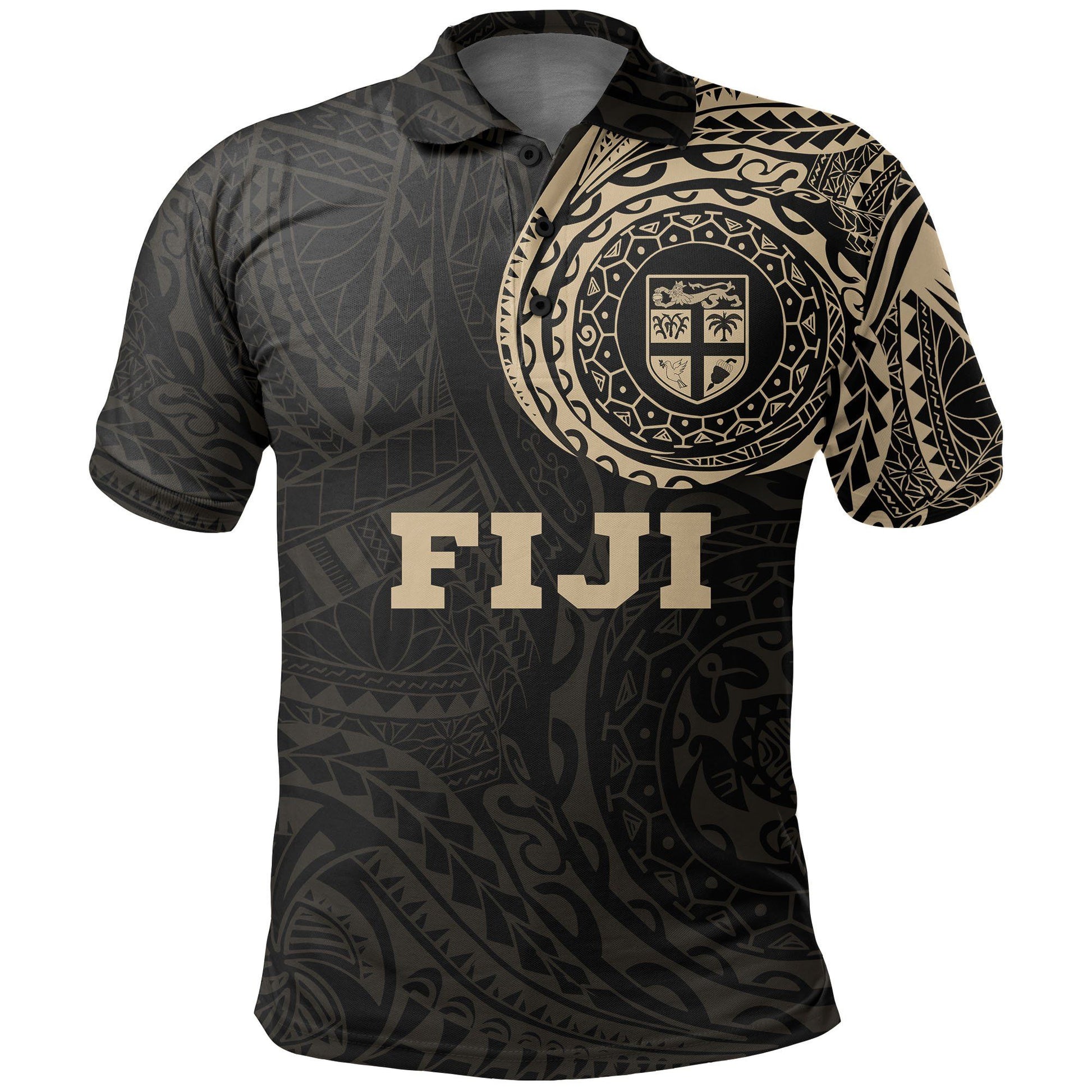 Fiji Polo Shirt - Fiji Flag Polynesian Tattoo
