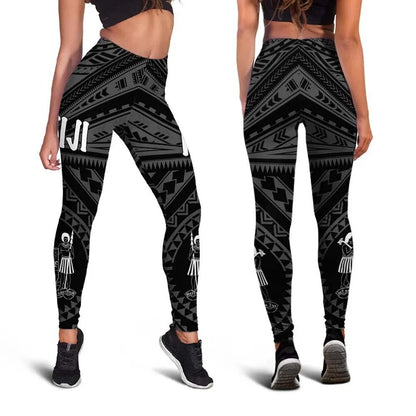 Fiji Legging - Fiji Seal With Polynesian Tattoo Style (Black)