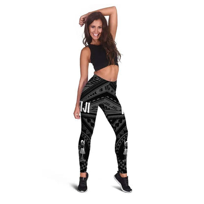 Fiji Legging - Fiji Seal With Polynesian Tattoo Style (Black)