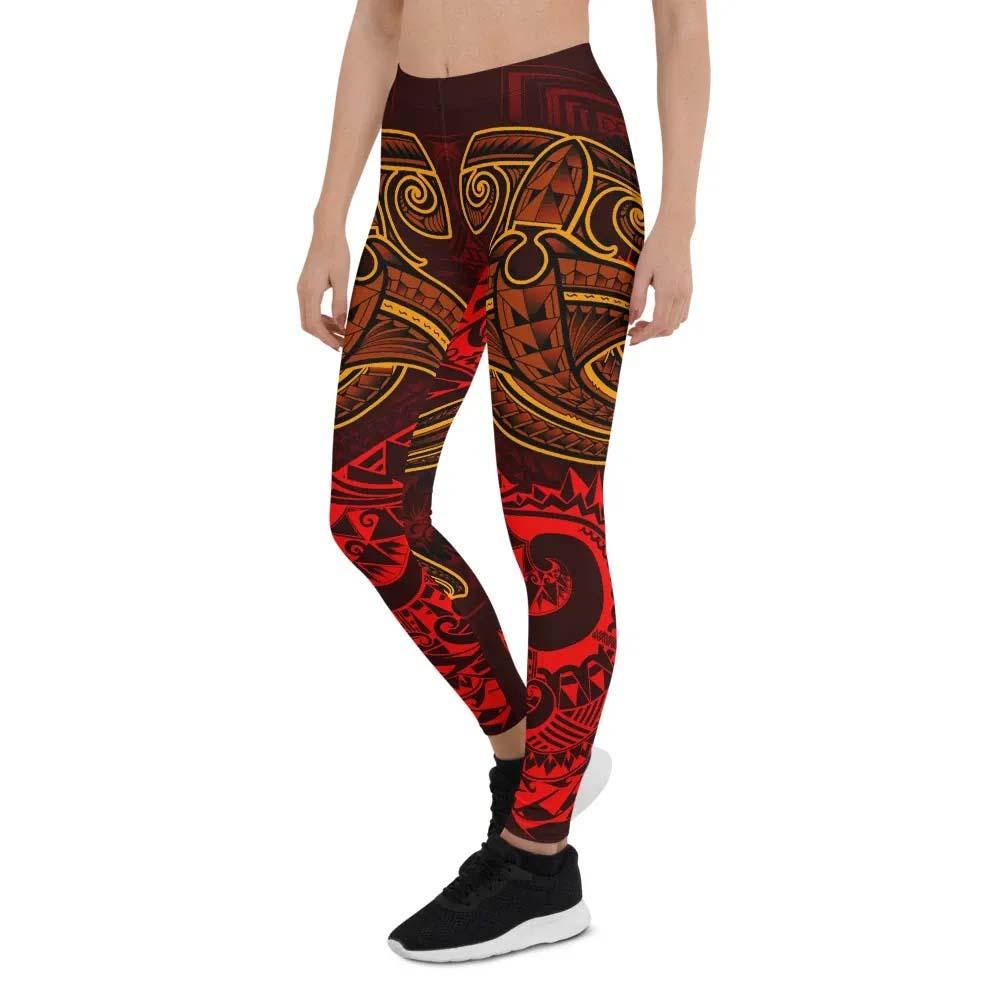 Fiji Legging  - Red Shark Polynesian Tattoo