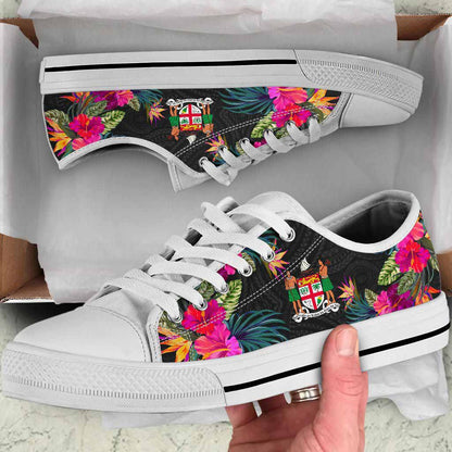 Fiji Low Top Shoes - Hibiscus Polynesian Pattern