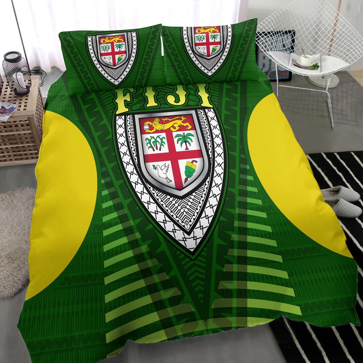 Fiji Melanesia Bedding Set - Fijian Pride Green Version