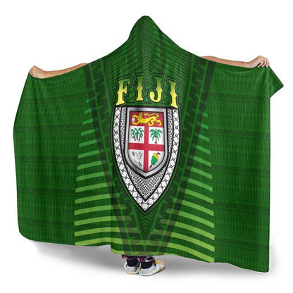 Fiji Melanesia Hooded Blanket - Fijian Pride Green Version