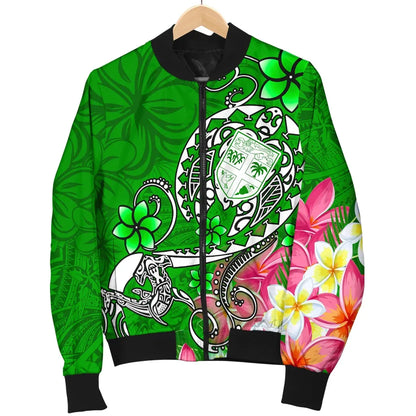 Fiji Bomber Jacket - Turtle Plumeria (Green)
