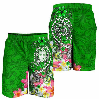 Fiji Men Shorts - Turtle Plumeria (Green)