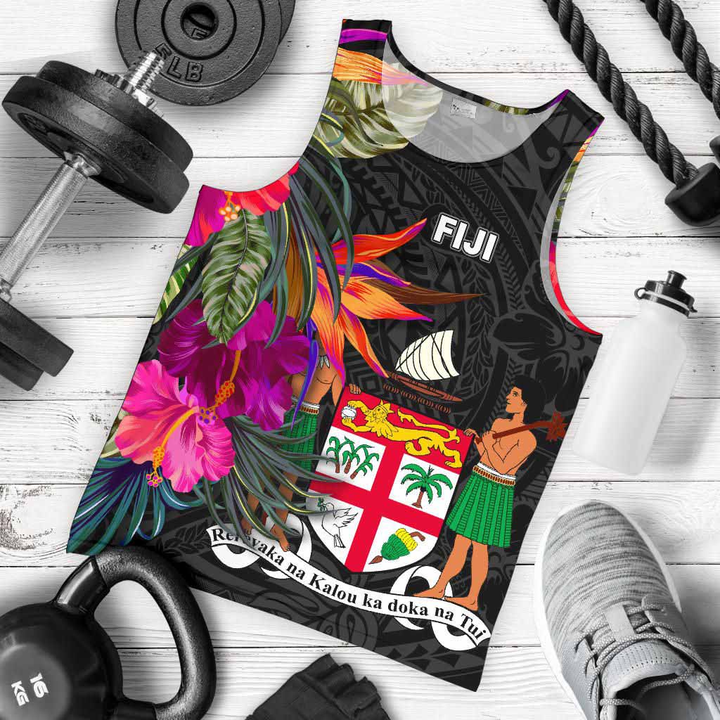 Fiji Men Tank Top - Polynesian Hibiscus Pattern
