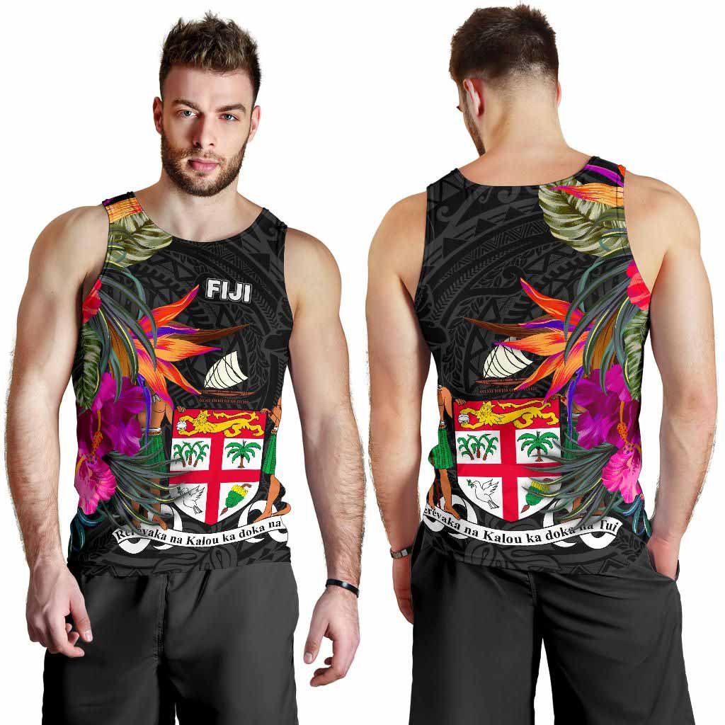 Fiji Men Tank Top - Polynesian Hibiscus Pattern