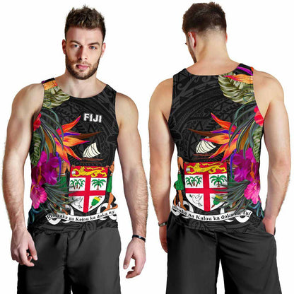 Fiji Men Tank Top - Polynesian Hibiscus Pattern