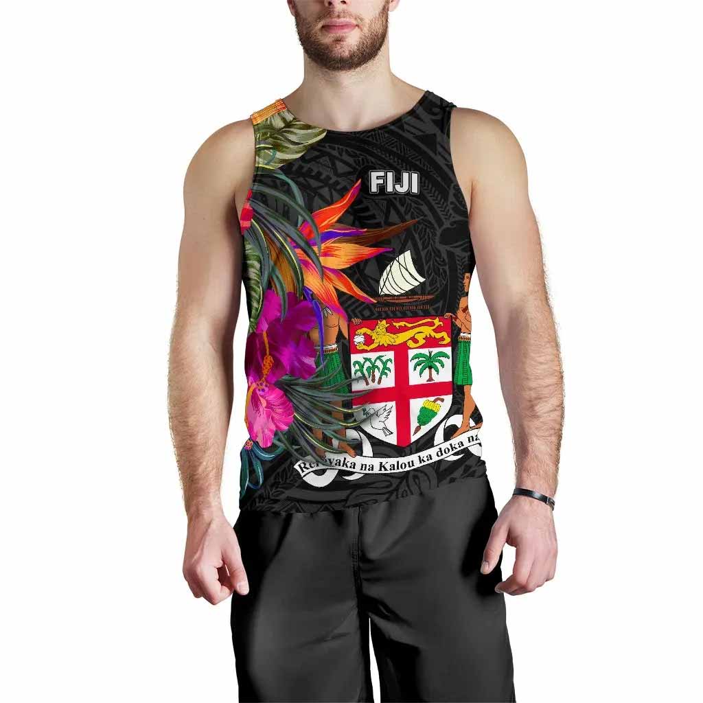 Fiji Men Tank Top - Polynesian Hibiscus Pattern