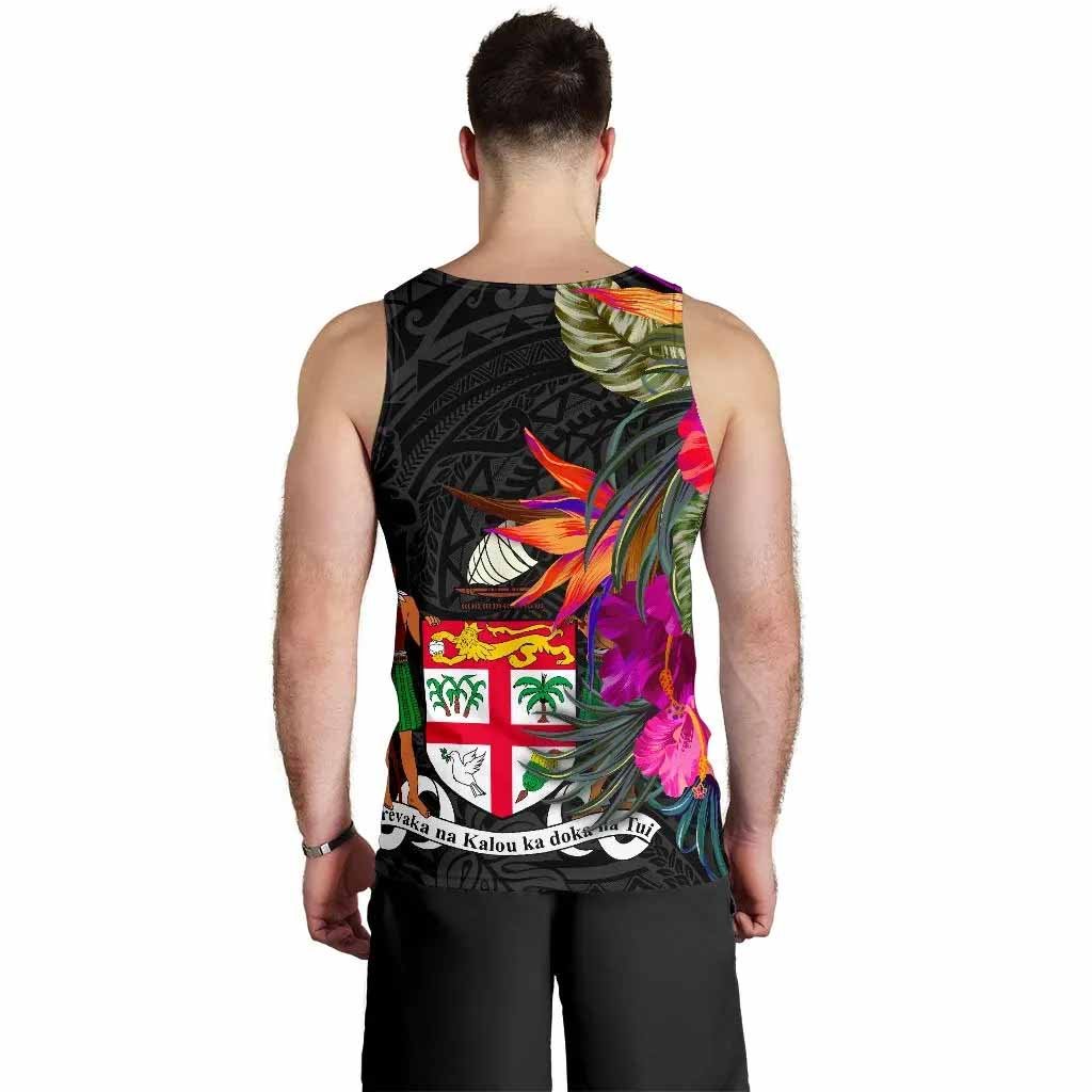 Fiji Men Tank Top - Polynesian Hibiscus Pattern