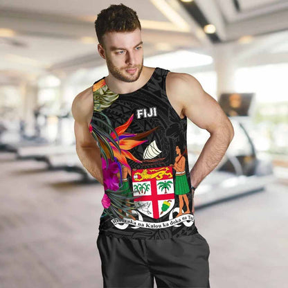 Fiji Men Tank Top - Polynesian Hibiscus Pattern
