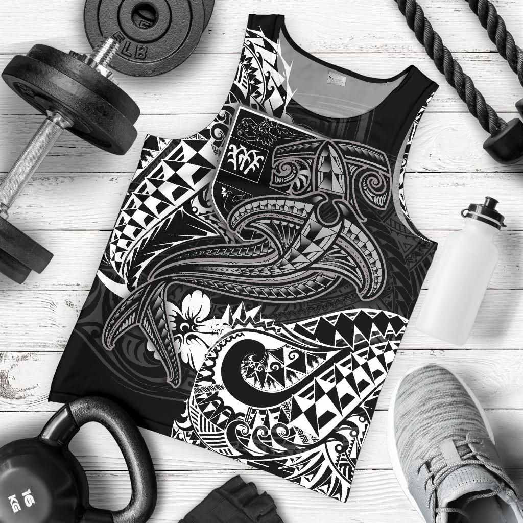 Fiji Men Tank Top - White Shark Polynesian Tattoo
