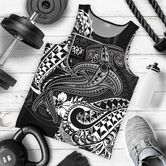 Fiji Men Tank Top - White Shark Polynesian Tattoo