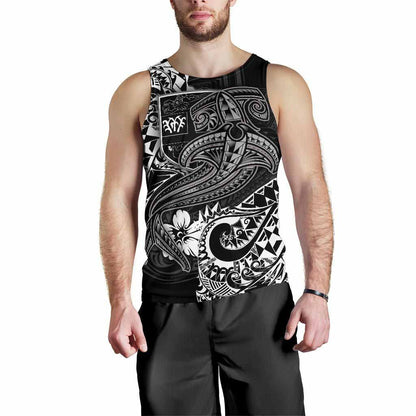 Fiji Men Tank Top - White Shark Polynesian Tattoo