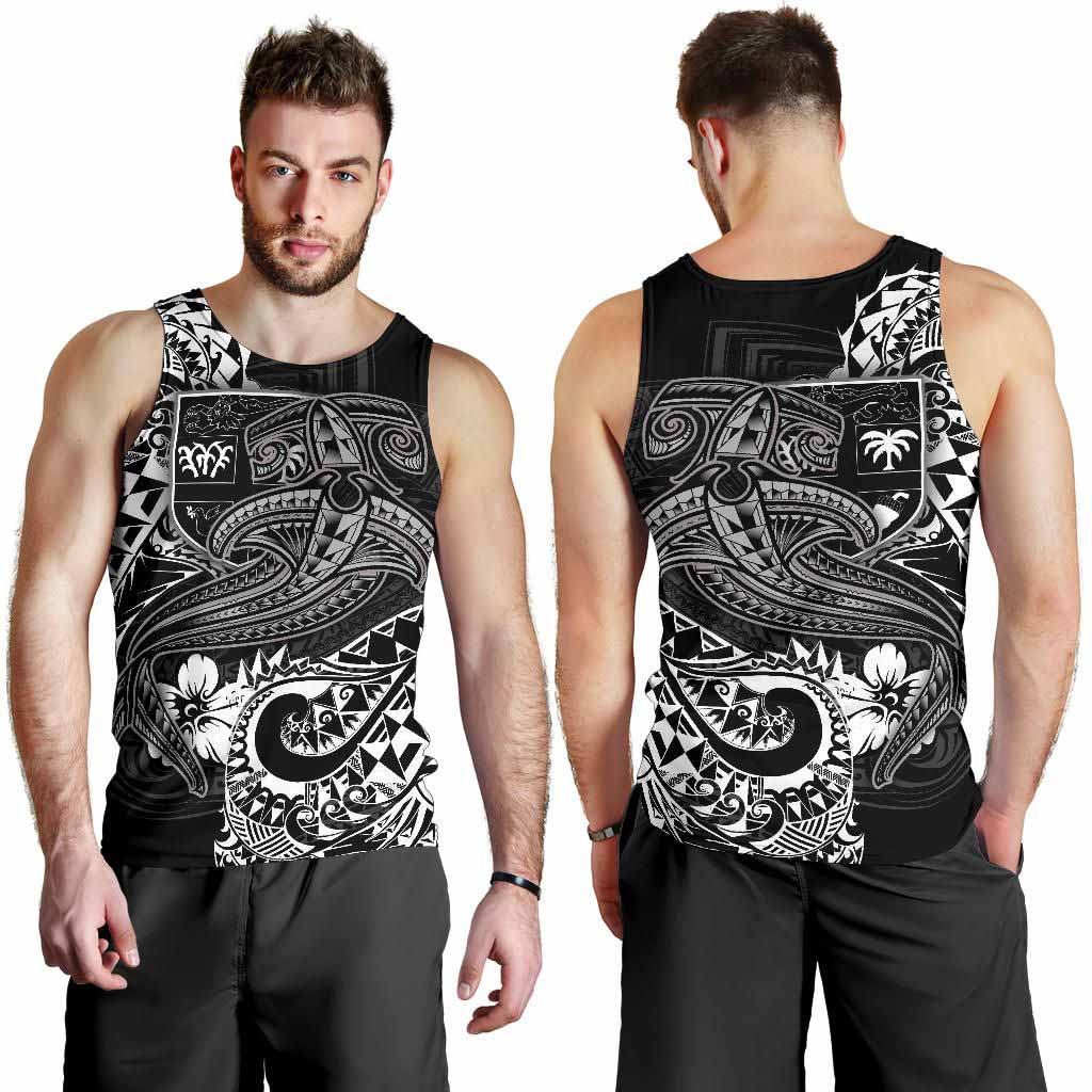 Fiji Men Tank Top - White Shark Polynesian Tattoo