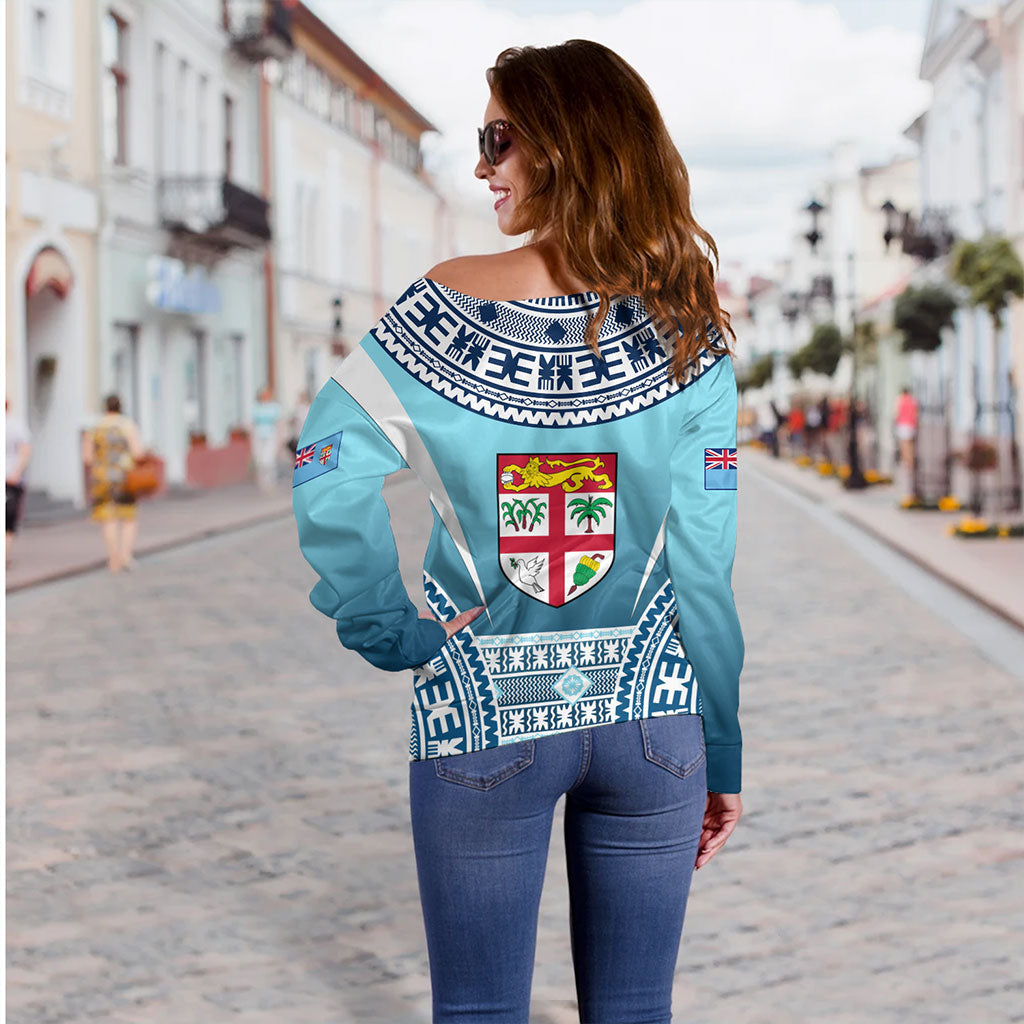 Fiji Off Shoulder Sweatshirt Pattern Traditional Circle Style