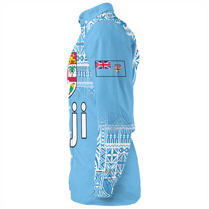 Fiji Long Sleeve Shirt Coat Of Arms Pattern Traditional Style