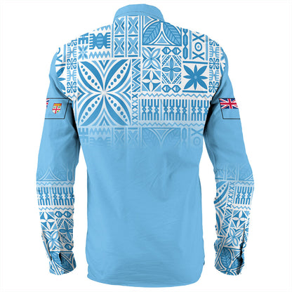 Fiji Long Sleeve Shirt Coat Of Arms Pattern Traditional Style