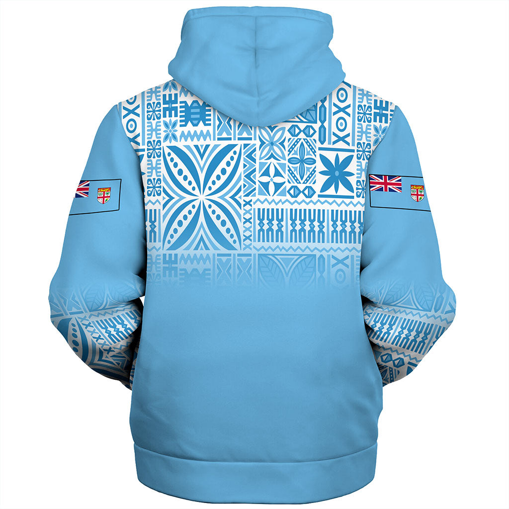 Fiji Sherpa Hoodie Coat Of Arms Pattern Traditional Style