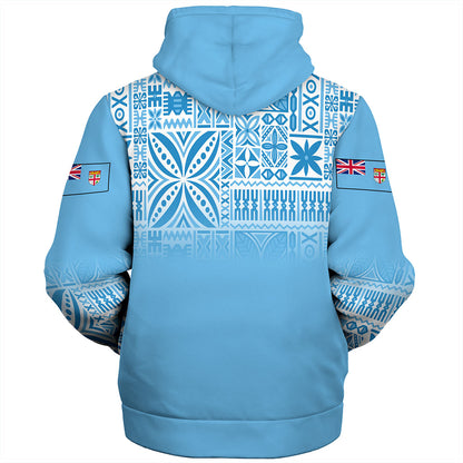 Fiji Sherpa Hoodie Coat Of Arms Pattern Traditional Style