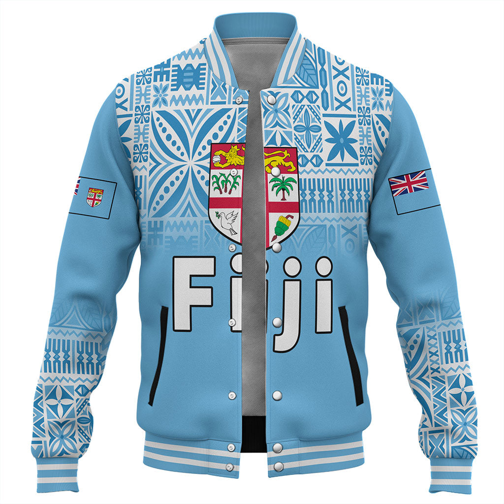 Fiji Baseball Jacket Coat Of Arms Pattern Traditional Style