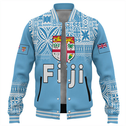Fiji Baseball Jacket Coat Of Arms Pattern Traditional Style