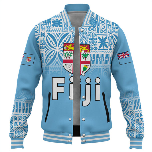 Fiji Baseball Jacket Coat Of Arms Pattern Traditional Style