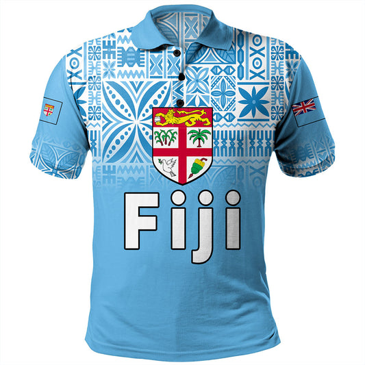 Fiji Polo Shirt Coat Of Arms Pattern Traditional Style